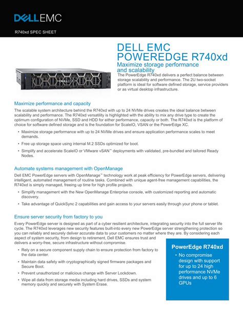Dell EMC PowerEdge R740 Spec Sheet .